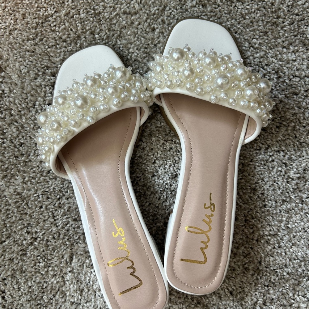 Lulu's Cream Pearl Embellished Sandals